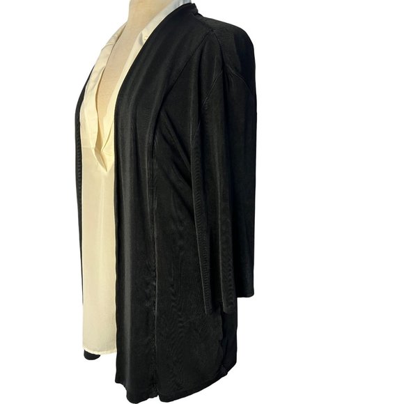 Chicos travelers 3/US-XL1-18 Cardigan Black 3/4 Sleeve Stretch - Picture 3 of 12